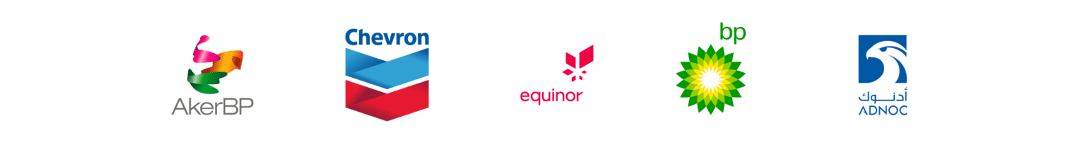 Logos: Aker BP, Equinor; Chevron, BP, Adnoc